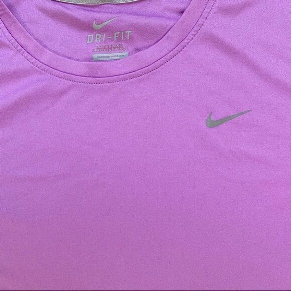 Nike Women's Pro Dri Fit T-Shirt Milner Running Purple Short Sleeve Crew neck - Picture 8 of 13